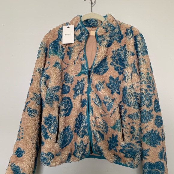 NWT MOTHER The Funnel Neck Zip Sherpa Jacket in Teatime - Picture 4 of 5